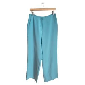 Vintage Bloomingdales 100% Silk Wide Leg Pants Blue Size 10P